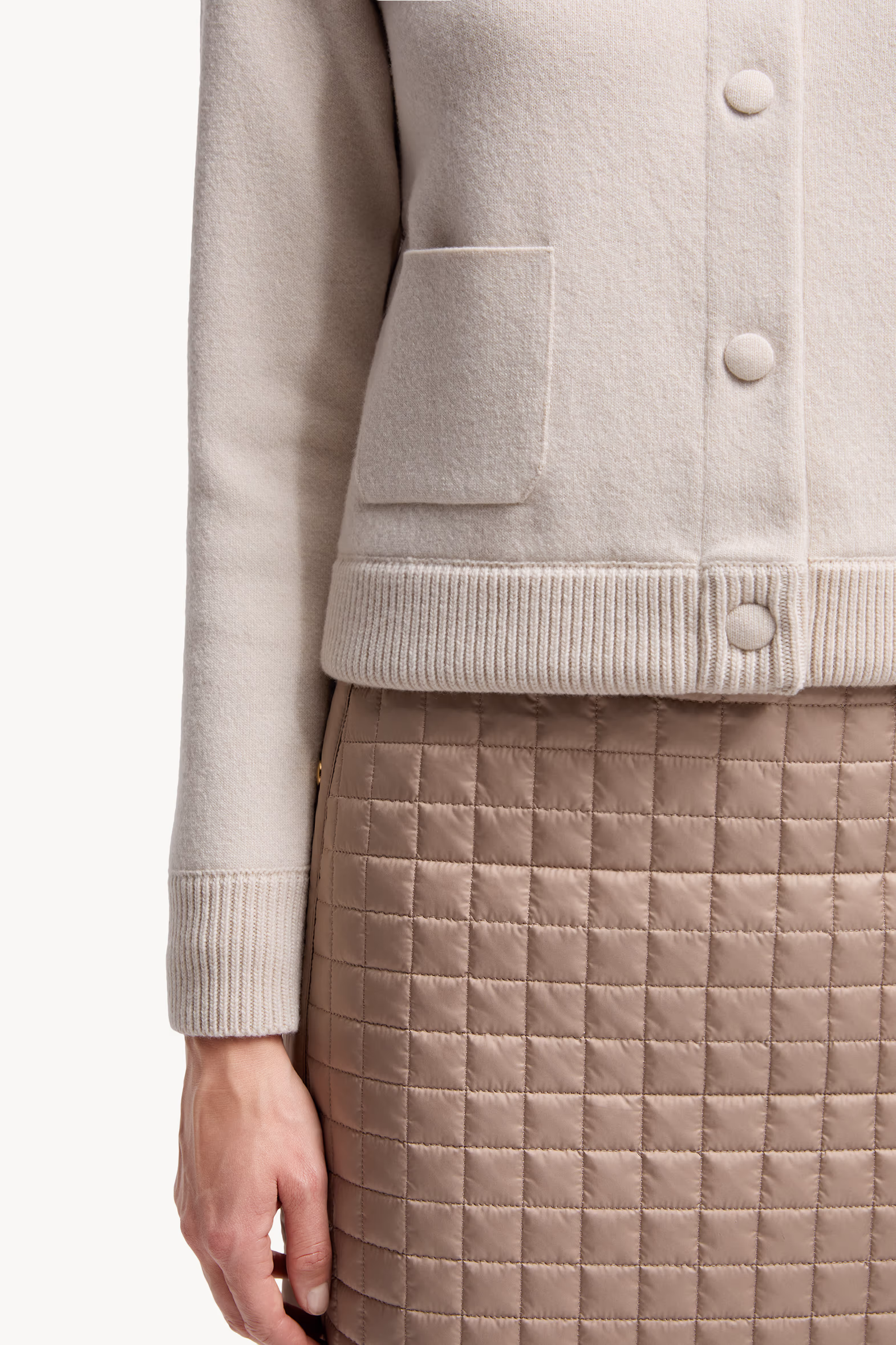 Cardigan matelassé en laine Femmes Blanc Moncler 6